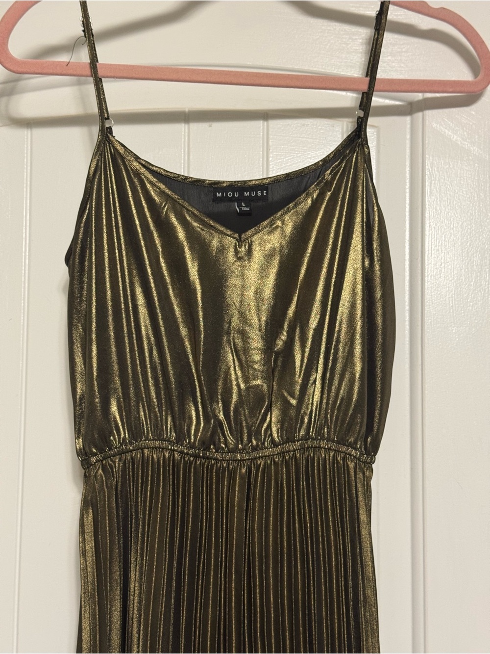 Metallic Gold Pleated Dress